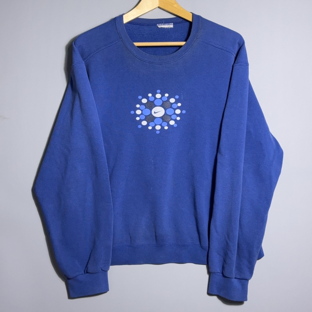 Vinatge 90s Nike Center Swoosh Sweatshirt Mens Size Large Blue‎ Streetwear Y2k